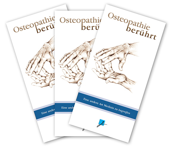 Praxisbroschüre: Osteopathie (Grafik: blau-weiß)